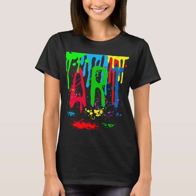 Camiseta pintura colorida ART negro divertido (Anverso)