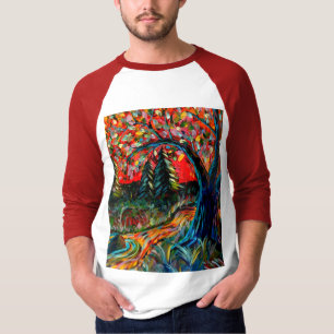 Camiseta Pintura Colorida De Árboles Y Río