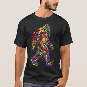 Camiseta Pintura Colorida Motivo de Bigfoot Abstracto Bigfo