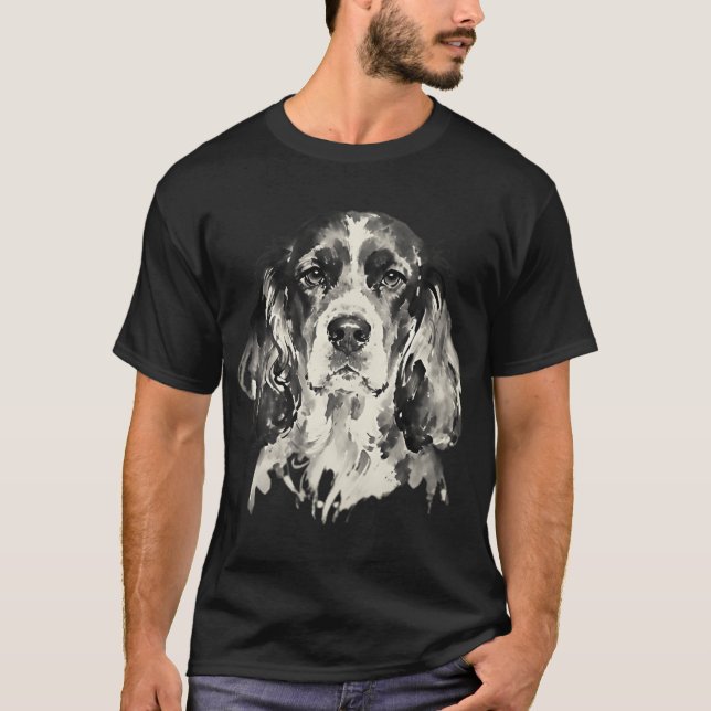 Camiseta Pintura con tinta de Cocker Spaniel primer plano (Anverso)