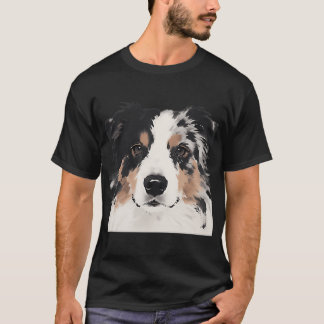 Camiseta Pintura con tinta de pastor australiano primer pla
