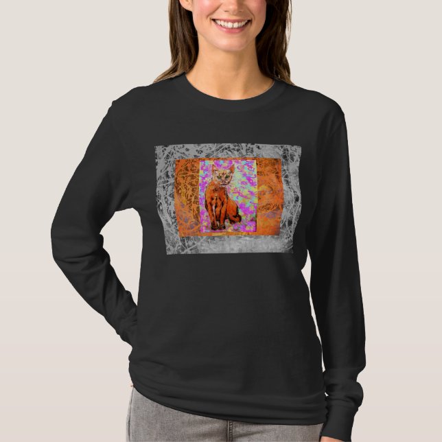 Camiseta pintura curiosa de goteo de gatos (Anverso)