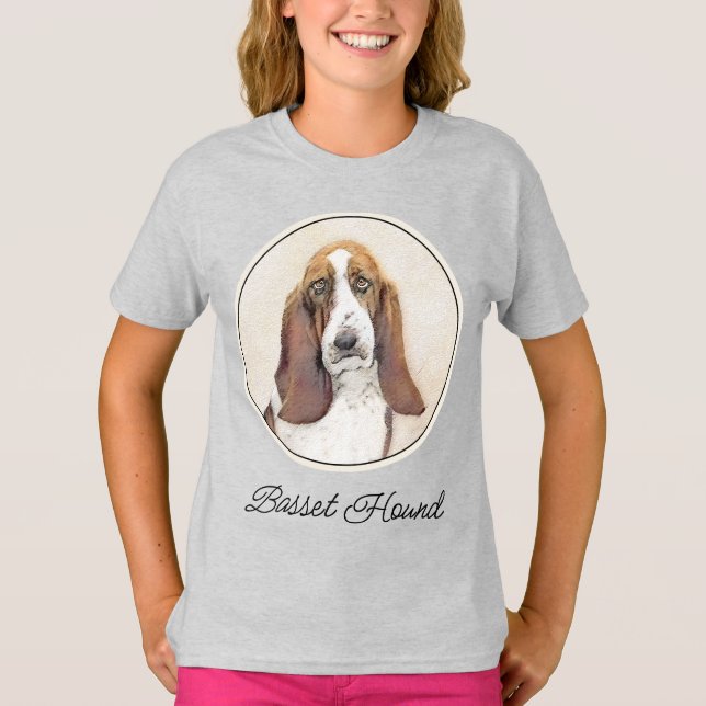 Camiseta Pintura de abdomen basset - Arte de perro original (Anverso)