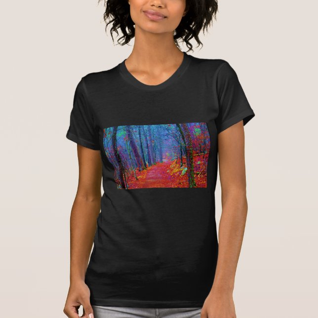 Camiseta Pintura de aceite de bosque de luz negra (Anverso)