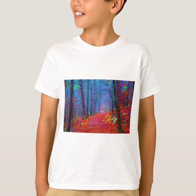 Camiseta Pintura de aceite de bosque de luz negra (Anverso)