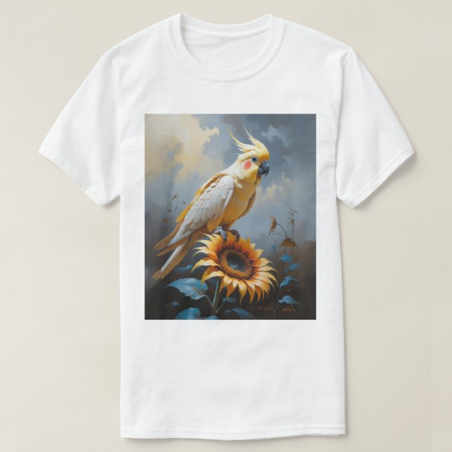 Camiseta Pintura de aceite de Cockatiel Bronzefallow | Sueñ (Diseño del anverso)