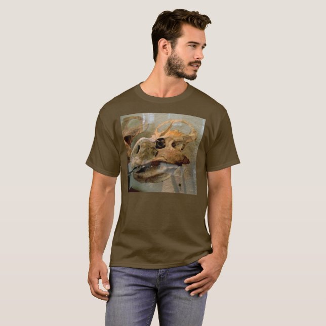Camiseta Pintura de aceite de cráneo de Dino (Anverso completo)