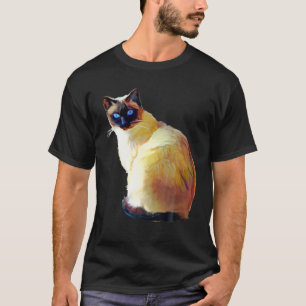 Camiseta Pintura de aceite de gato siamés de punto de foco