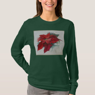 Camiseta Pintura de aceite de los Navidades de Poinsettia
