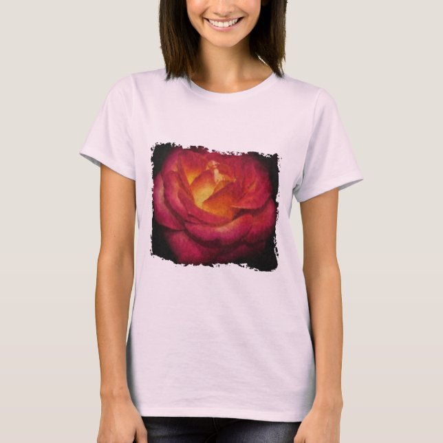 Camiseta Pintura de aceite de Rosa de llamas (Anverso)