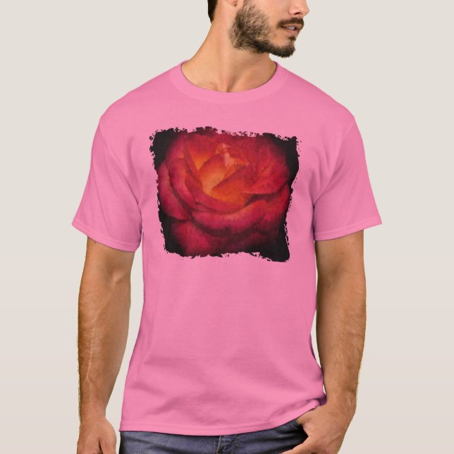 Camiseta Pintura de aceite de Rosa de llamas (Anverso)