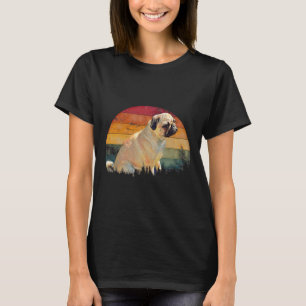 Camiseta Pintura de aceite retro de Pug blanco Diseño camis