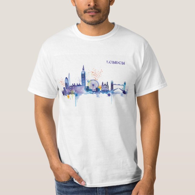 Camiseta Pintura de acuarela de arte de Londres (Anverso)