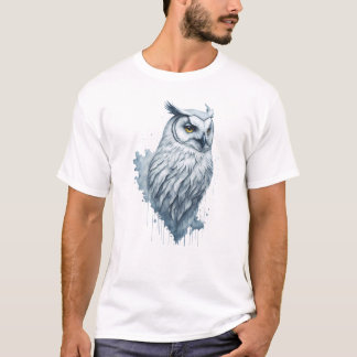 Camiseta Pintura de acuarela de búho blanco
