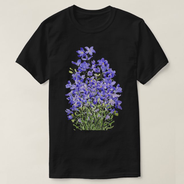 Camiseta pintura de acuarela de flores silvestres púrpuras (Diseño del anverso)