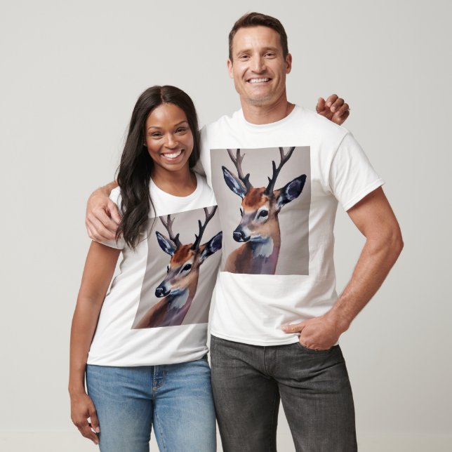 Camiseta Pintura de acuarela de retrato de ciervo salvaje,  (Unisexo)