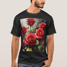 Camiseta pintura de acuarela de rosas rojas bonitos