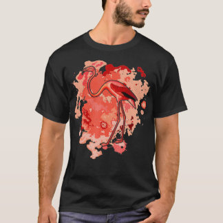 Camiseta Pintura de acuarela rosa Flamingo Bird
