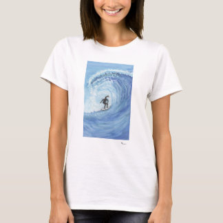 Camiseta Pintura de acuarela única de una surfista