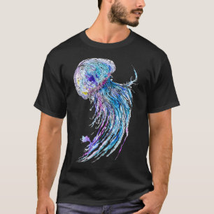 Camiseta Pintura de acuarela y tinta de medusa