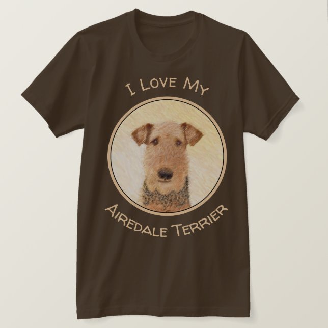 Camiseta Pintura de Airedale Terrier - Arte original y boni (Anverso del diseño)