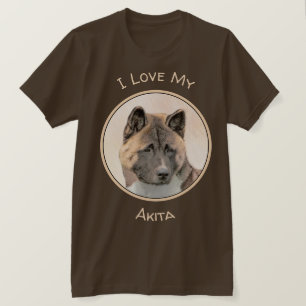 Camiseta Pintura de Akita - Arte de Perro Original.