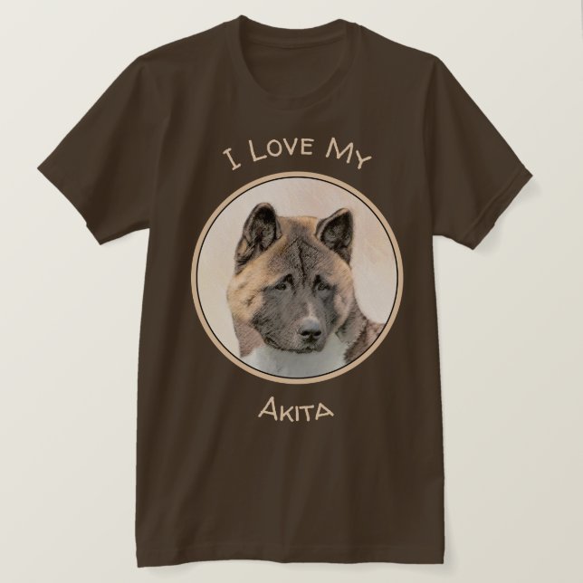 Camiseta Pintura de Akita - Arte de Perro Original. (Anverso del diseño)