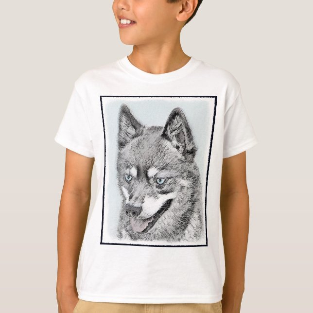 Camiseta Pintura de Alaskan Klee Kai - Arte Perro Original. (Anverso)