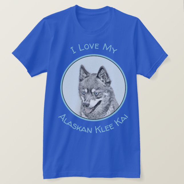 Camiseta Pintura de Alaskan Klee Kai - Arte Perro Original. (Anverso del diseño)