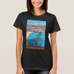 Camiseta Pintura de amanecer en el océano de 8 bits de Alfr
