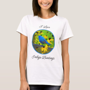 Camiseta Pintura de amarre índigo - Arte original de aves