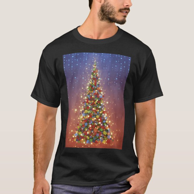 Camiseta Pintura De Árbol De Navidad Rojo Y Verde (Anverso)