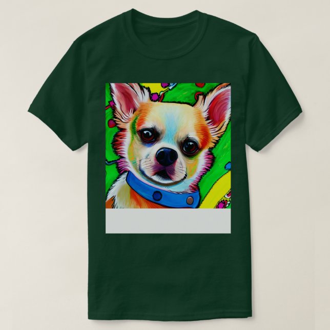 Camiseta Pintura de arcoiris de perro de Chihuahua (Diseño del anverso)