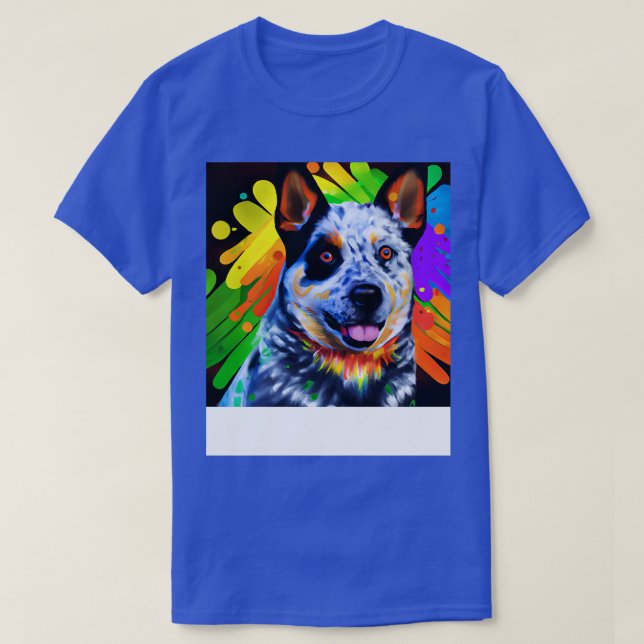 Camiseta Pintura de arcoiris de perro de ganado australiano (Diseño del anverso)
