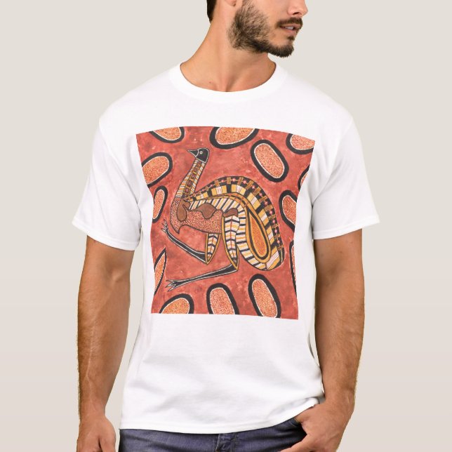 Camiseta Pintura de arte aborigen de Emu (Anverso)