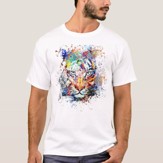 Camiseta Pintura de arte abstracto de tigres (Anverso)
