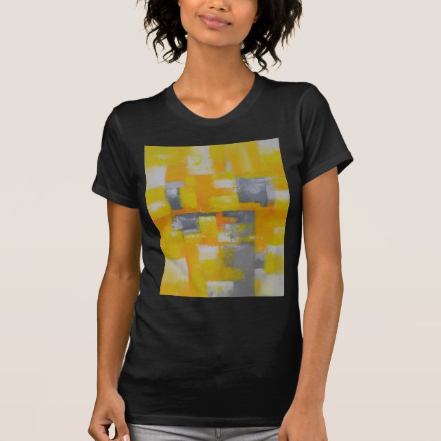 Camiseta pintura de arte abstracto gris amarillo (Anverso)