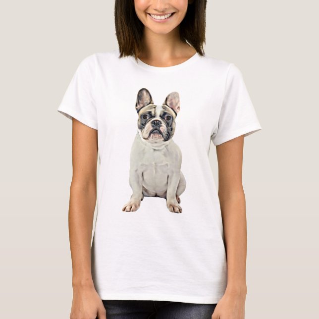 Camiseta Pintura de arte de acuarela de Bulldog francés (Anverso)