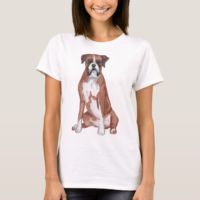Camiseta Pintura de arte de acuarela de perro de Boxer (Anverso)