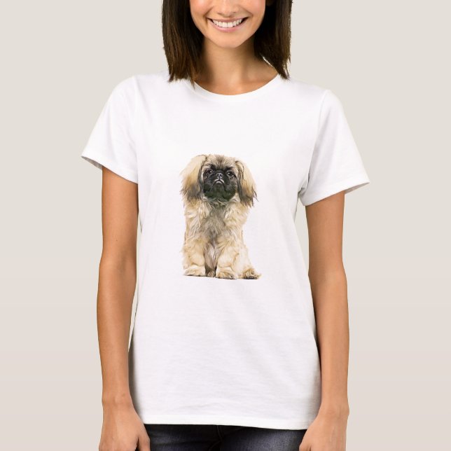 Camiseta Pintura de arte de acuarela de perro de Pekín (Anverso)