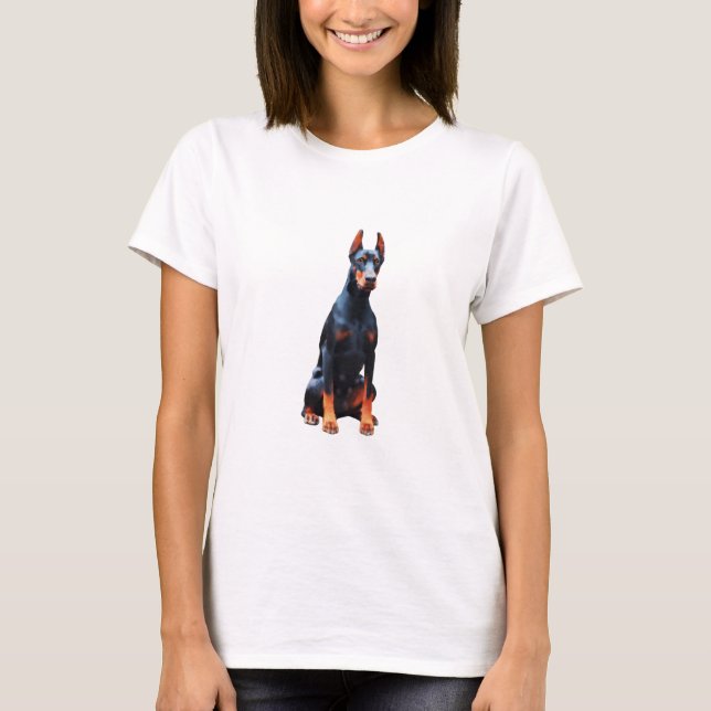 Camiseta Pintura de arte de acuarela de perro doberman (Anverso)