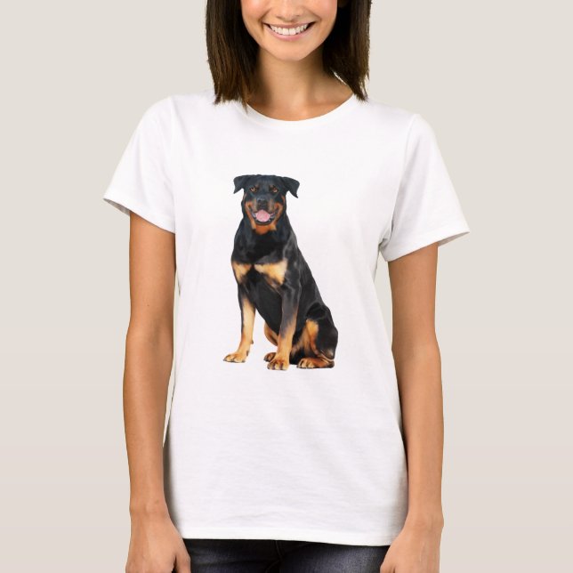 Camiseta Pintura de arte de la acuarela del perro Rottweile (Anverso)