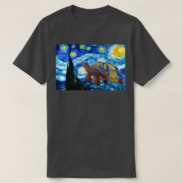 Camiseta Pintura de arte de la tortuga nocturna Van Gogh St (Diseño del anverso)