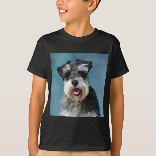 Camiseta Pintura de arte en color Schnauzer en miniatura (Anverso)