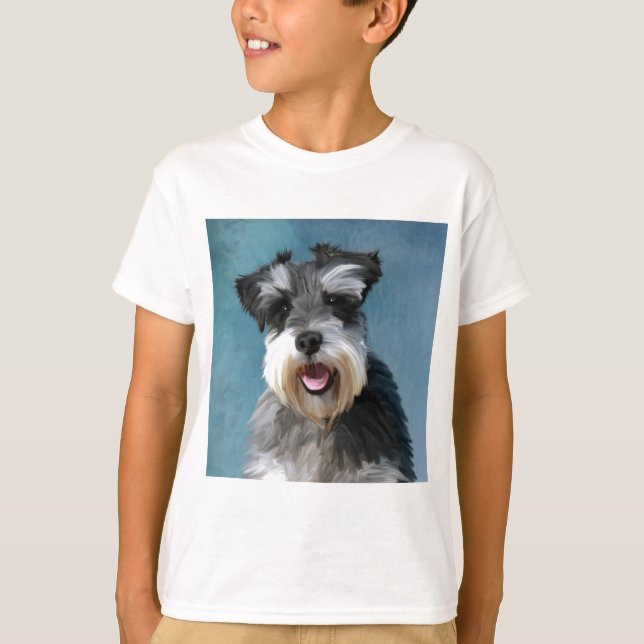 Camiseta Pintura de arte en color Schnauzer en miniatura (Anverso)