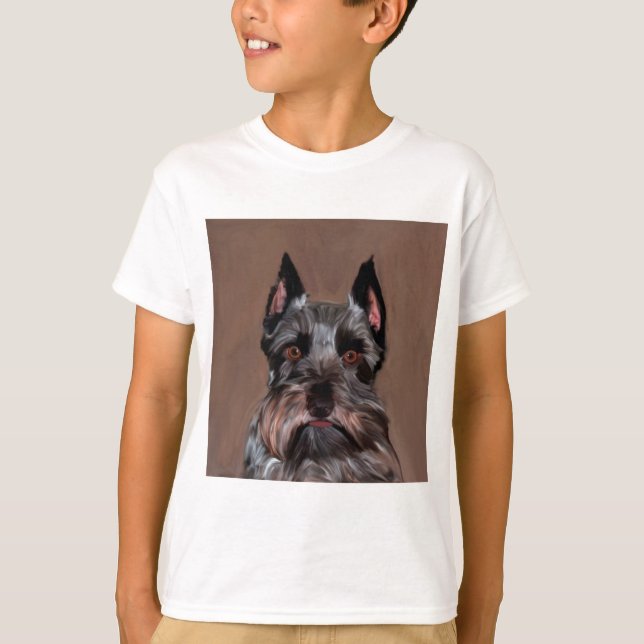 Camiseta Pintura de arte en color Schnauzer en miniatura (Anverso)