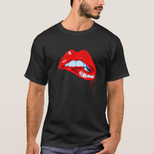 Camiseta Pintura de arte pop de los labios rojos