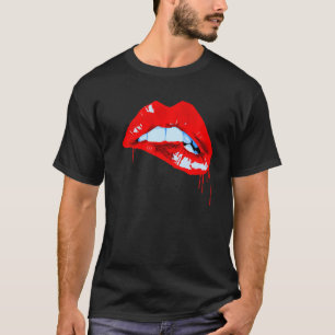 Camiseta Pintura de arte pop de los labios rojos