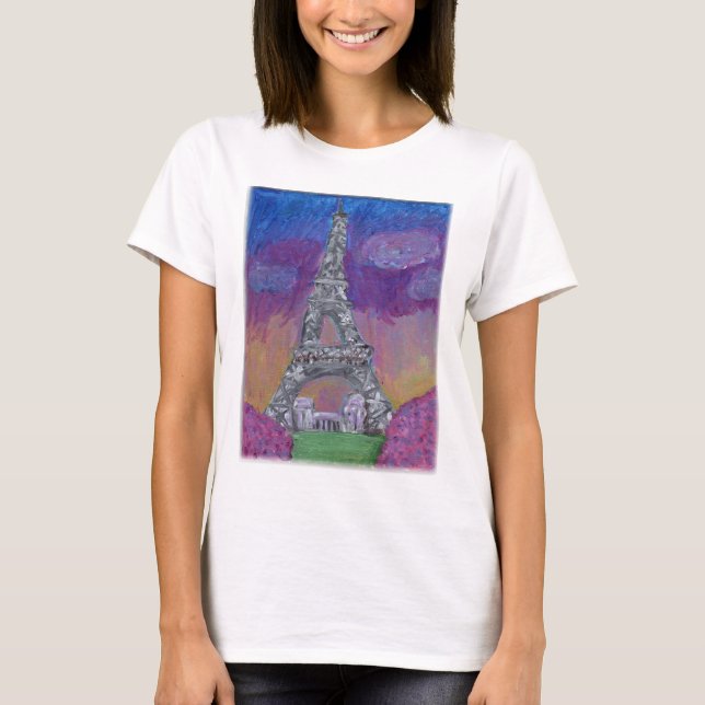 Camiseta Pintura de arte popular de la Torre Eiffel (Anverso)