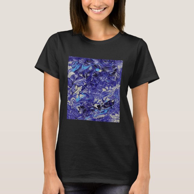 Camiseta Pintura De Arte Resumen Azul Y Blanco (Anverso)